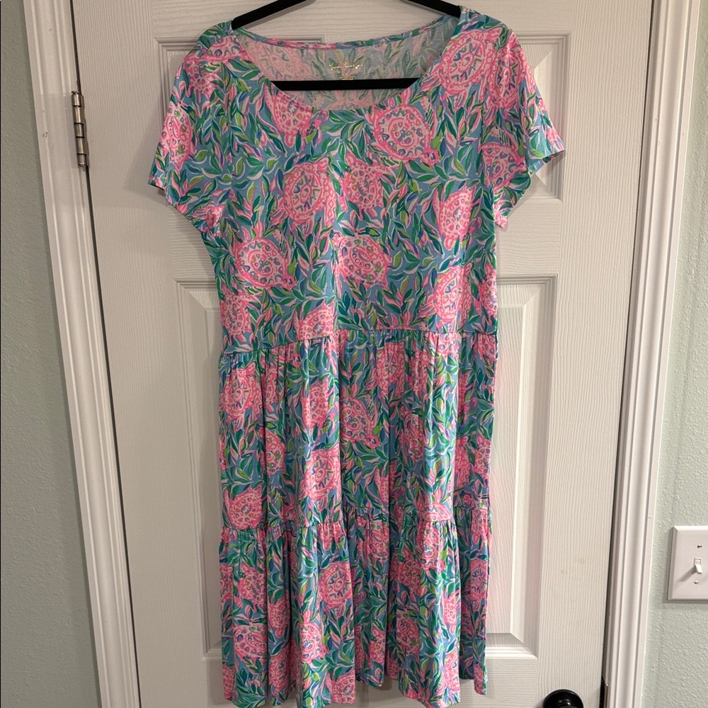 Lilly Pulitzer Pink and Blue Floral Midi Dress